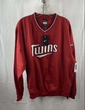 NWT Nike Minnesota Twins Red V-Neck Pullover Windbreaker Jacket Size L